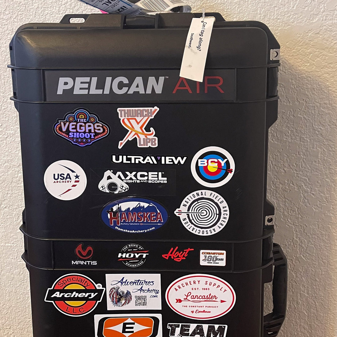 Archery gear packed in a protective travel case