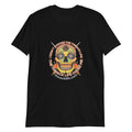 I Didn't Choose Sugar Skull T-Shirt in Black, flat front view with the Sugar Skull inside the "I didn't choose the Thwack Life, the Thwack Life chose me" ring