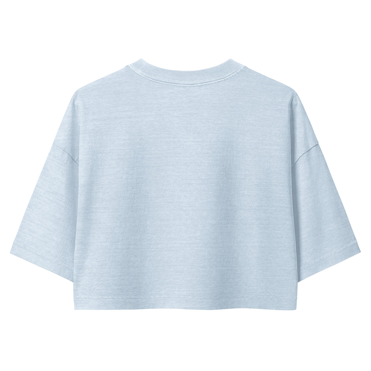 I'd Thwack That Cropped Tee in Light Washed Denim, flat back view