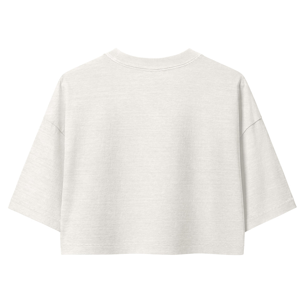 I'd Thwack That Cropped Tee in Vintage White, flat back view