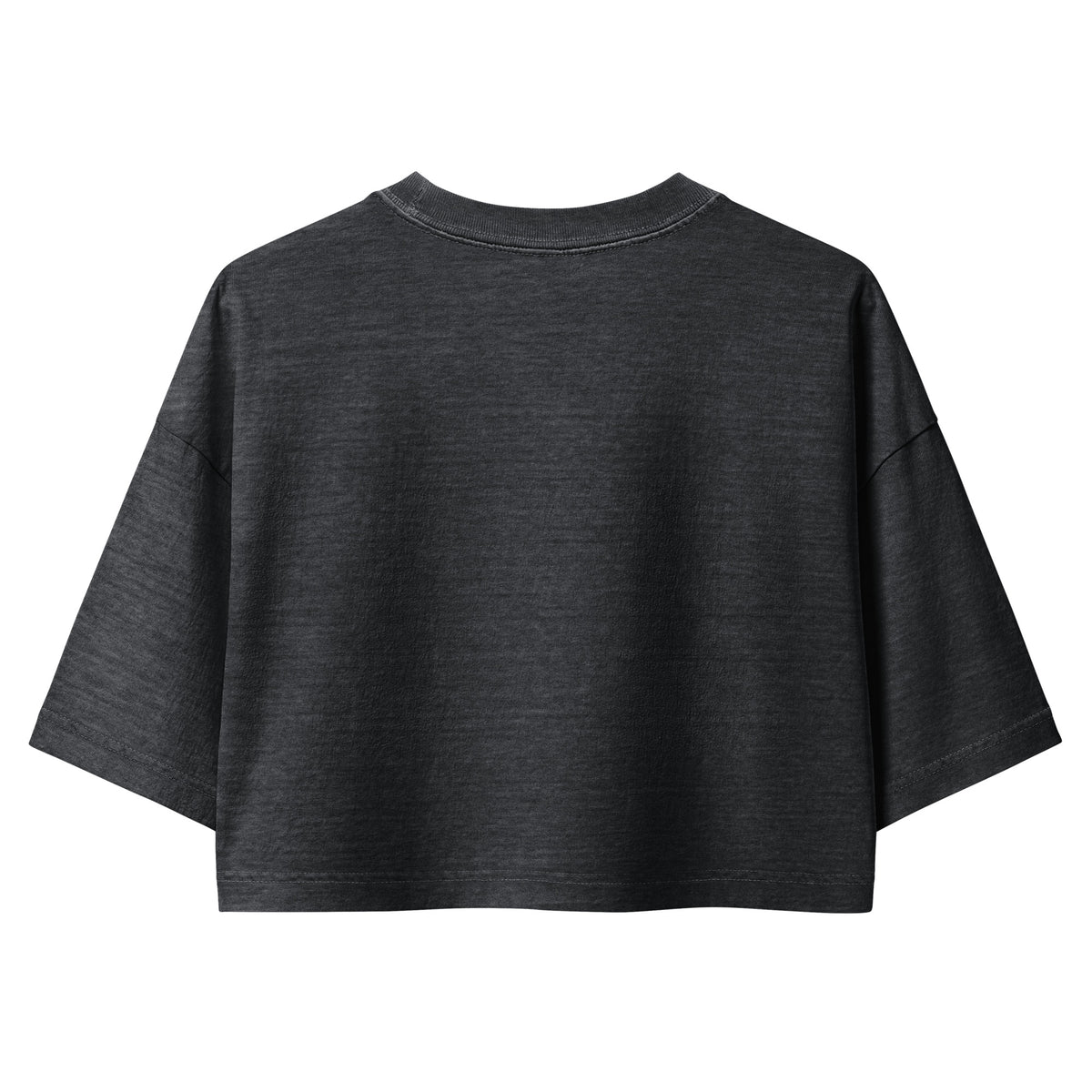 I'd Thwack That Cropped Tee in Washed Black, flat back view