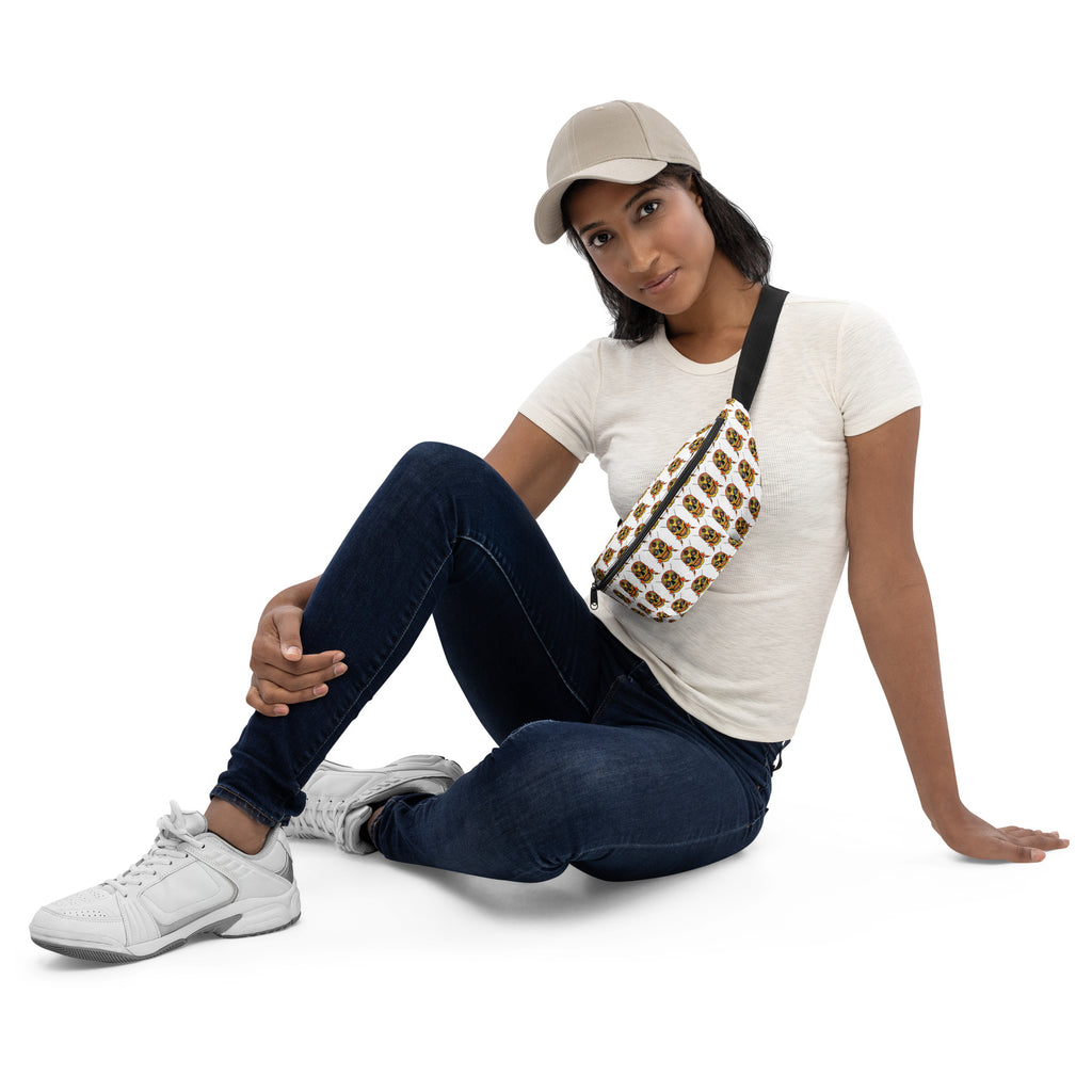 Sugar Skull Cross-Body Bag, worn by a model seated on the floor