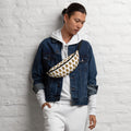 Sugar Skull Cross-Body Bag, worn across the chest by a model in a denim jacket