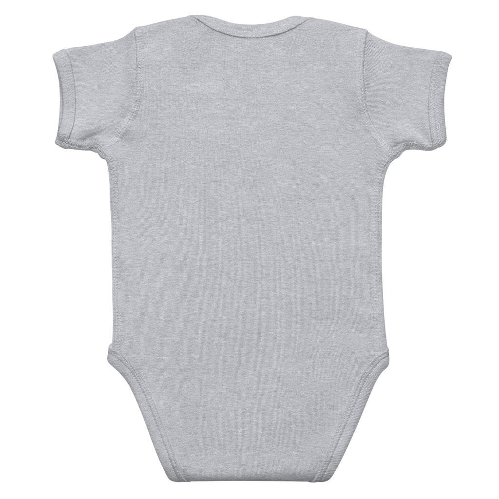 Sugar Skull Infant Bodysuit in Heather, flat back view