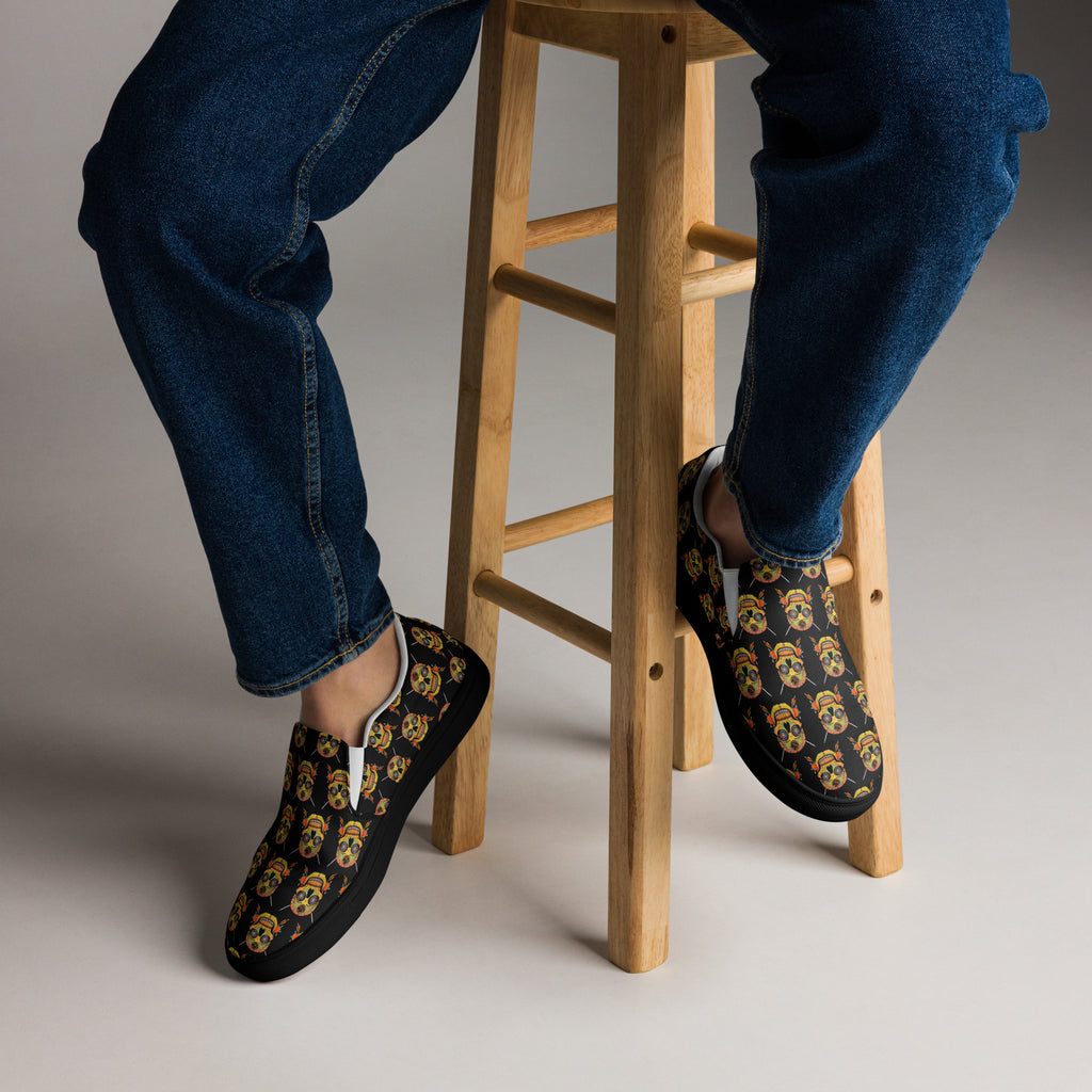 Sugar Skull Kick-Around Shoes, close-up worn with jeans