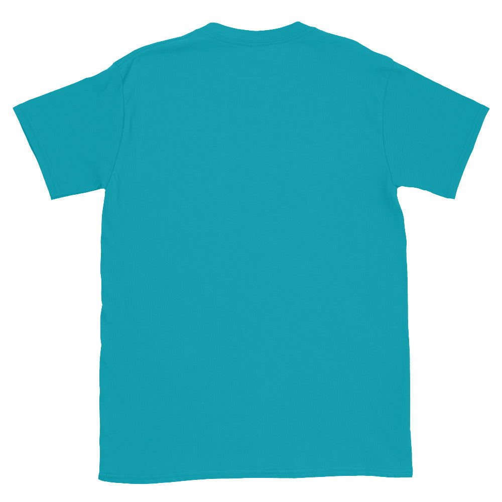 Sugar Skull T-Shirt in Tropical Blue, flat back view