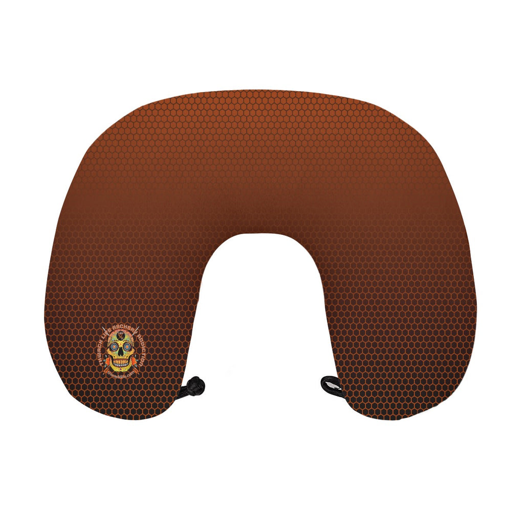 Sugar Skull Travel Neck Pillow, product view of the U shape and front closure
