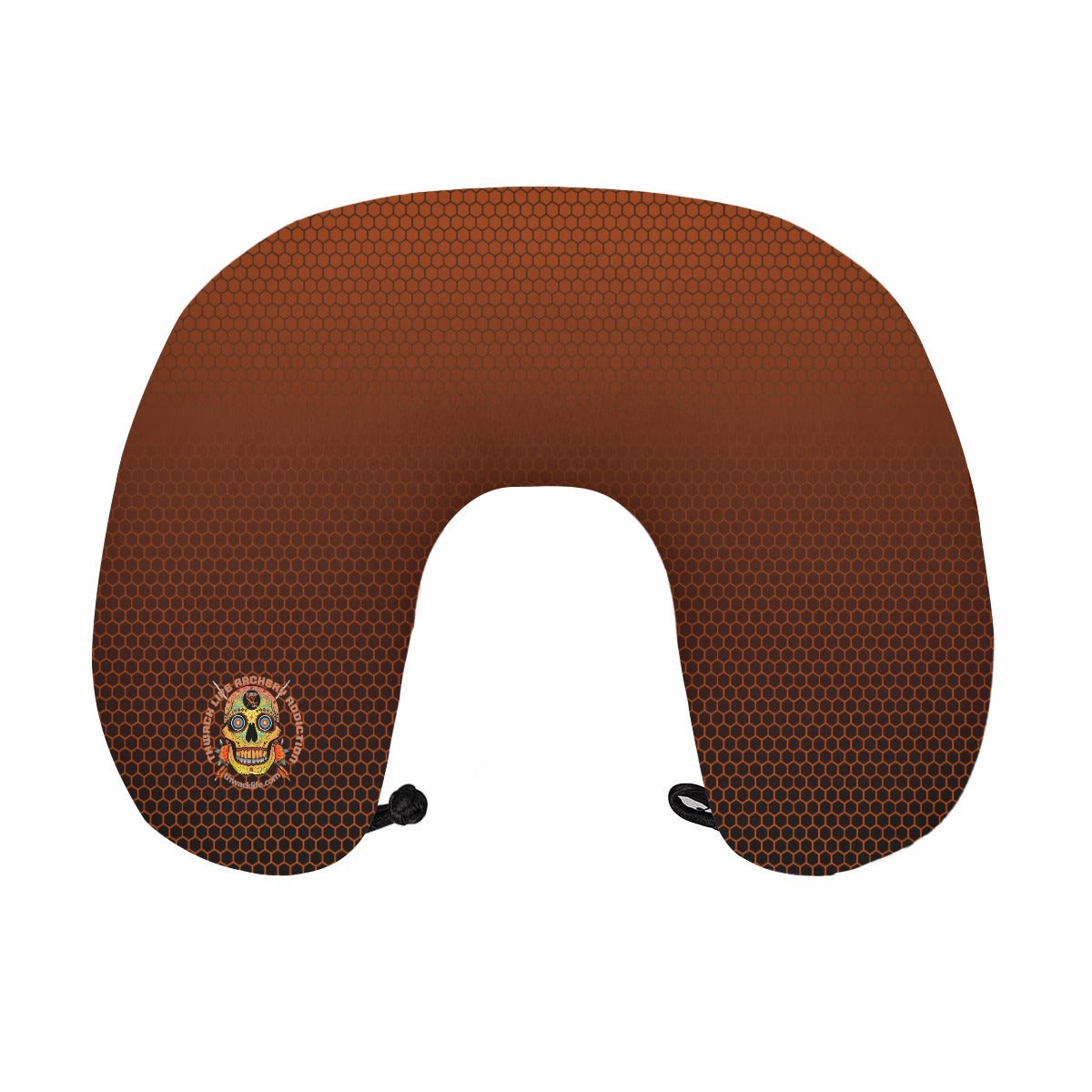 Sugar Skull Travel Neck Pillow, product view of the U shape and front closure