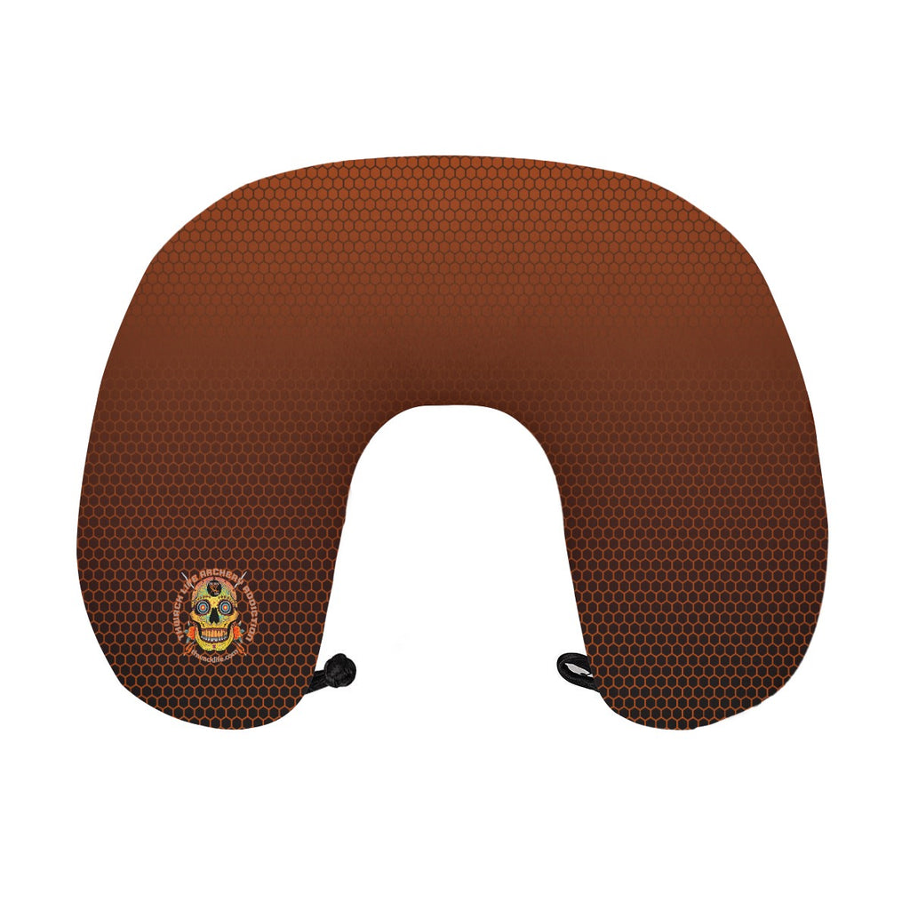 Sugar Skull Travel Neck Pillow, product view with the Sugar Skull badge