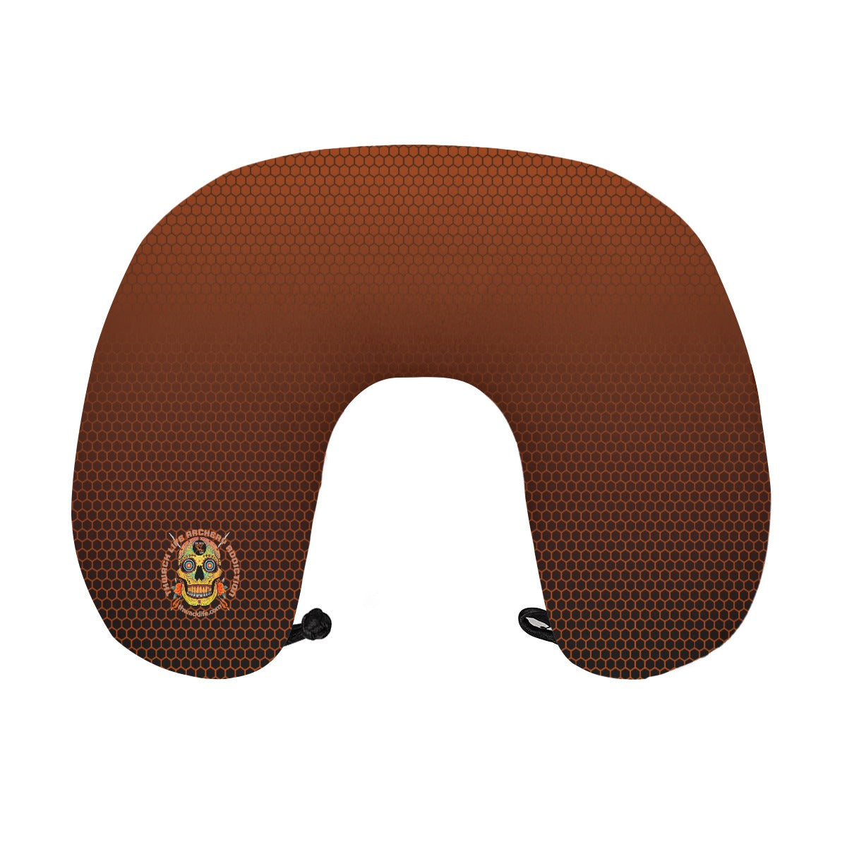 Sugar Skull Travel Neck Pillow, product view with the Sugar Skull badge