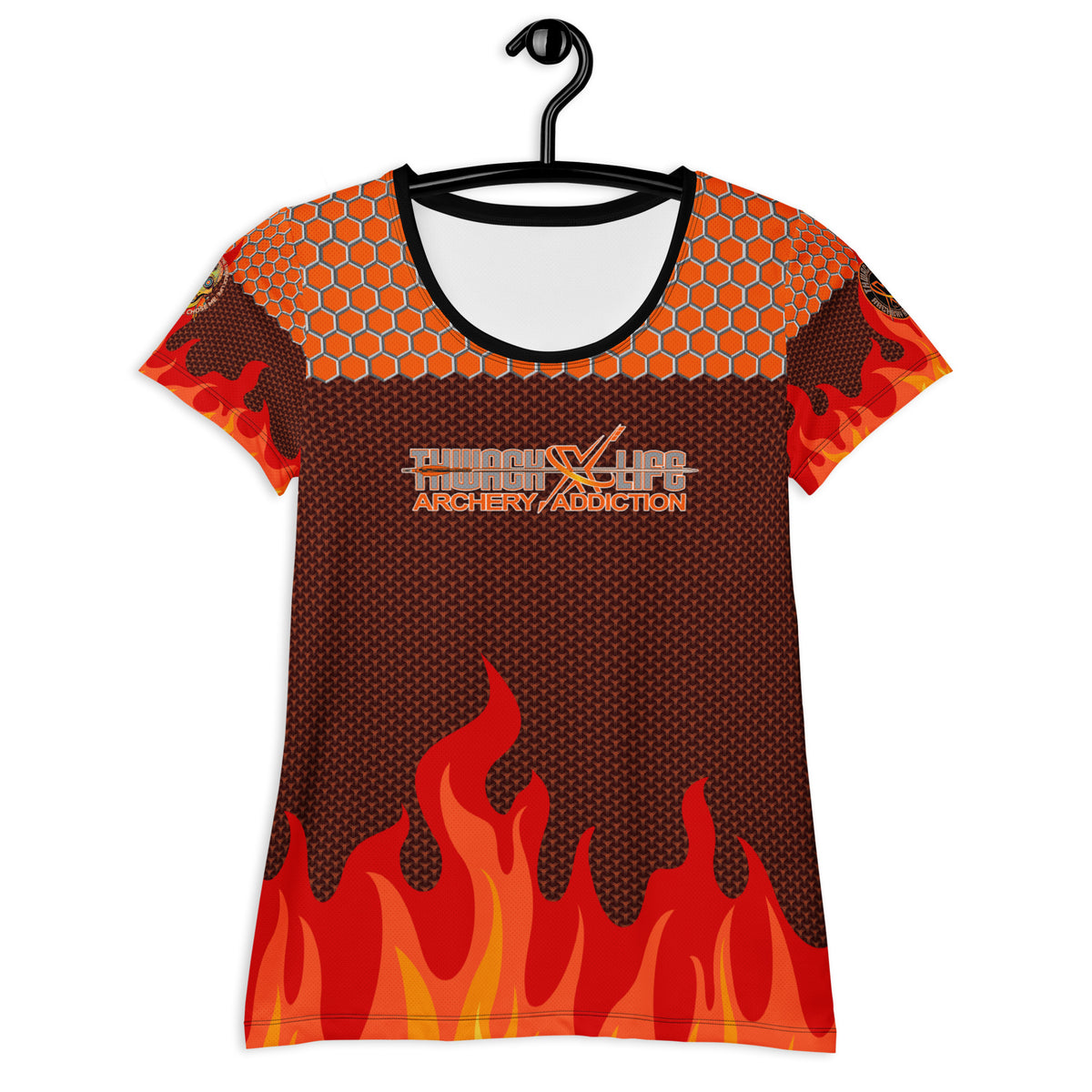 Sugar Skull Women's Athletic T-Shirt, front view on a hanger