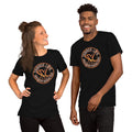 Wordmark T-Shirt in Black, worn by two models, showing the round Thwack Life Archery Addiction badge