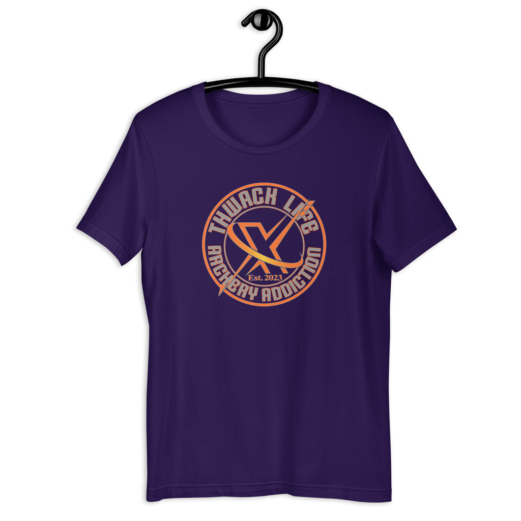 Wordmark T-Shirt in Team Purple, front view on a hanger