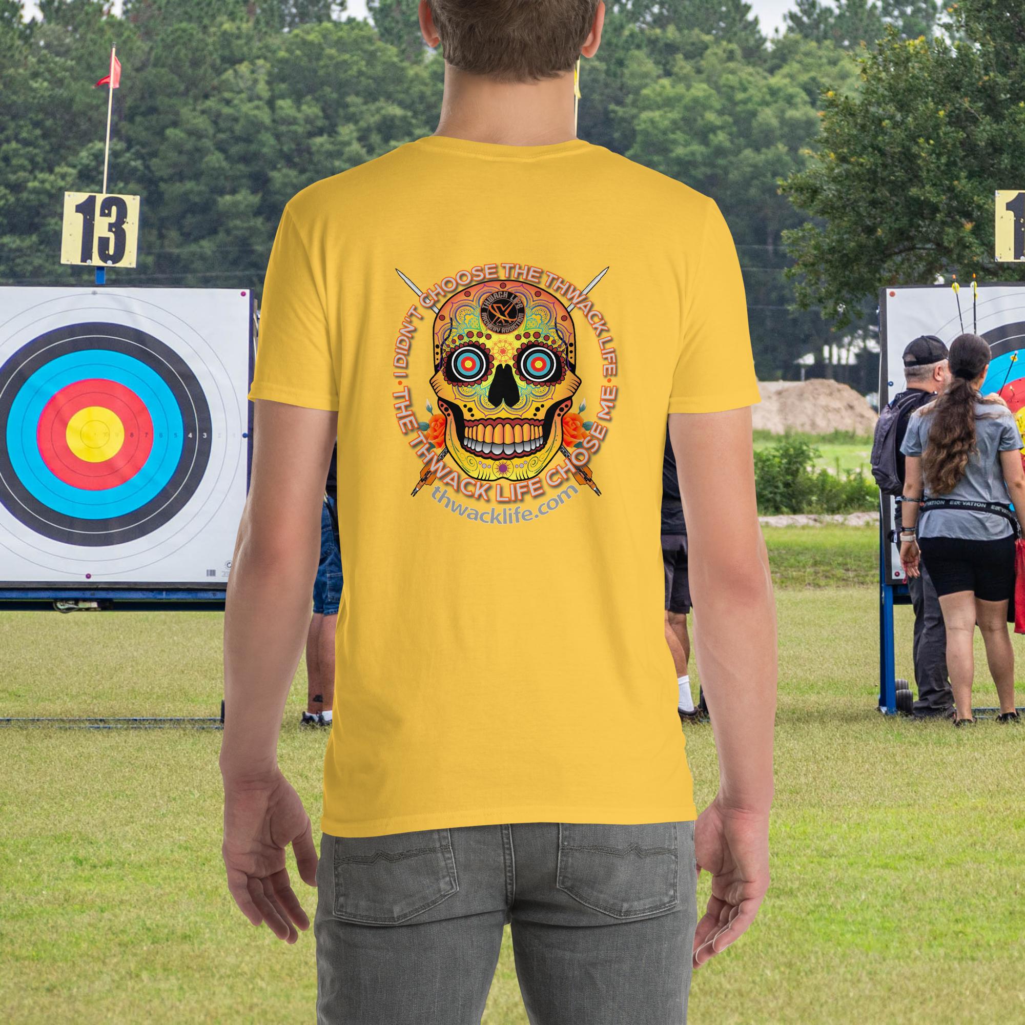 Sugar Skull two-sided t-shirt in Daisy, back view