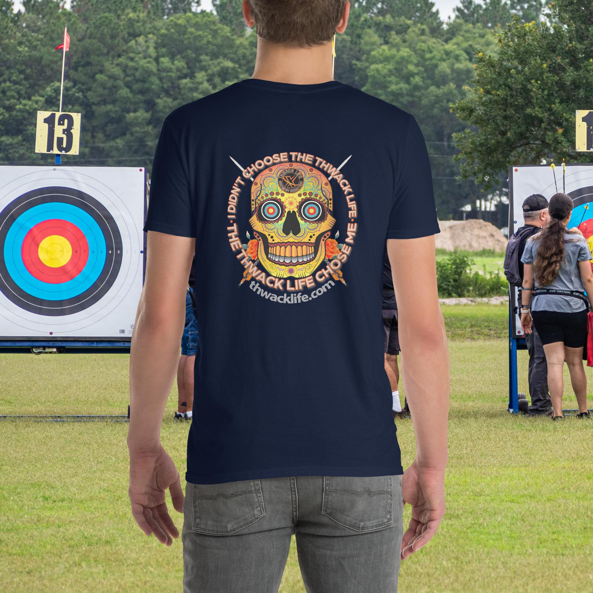 Sugar Skull two-sided t-shirt in Navy, back view