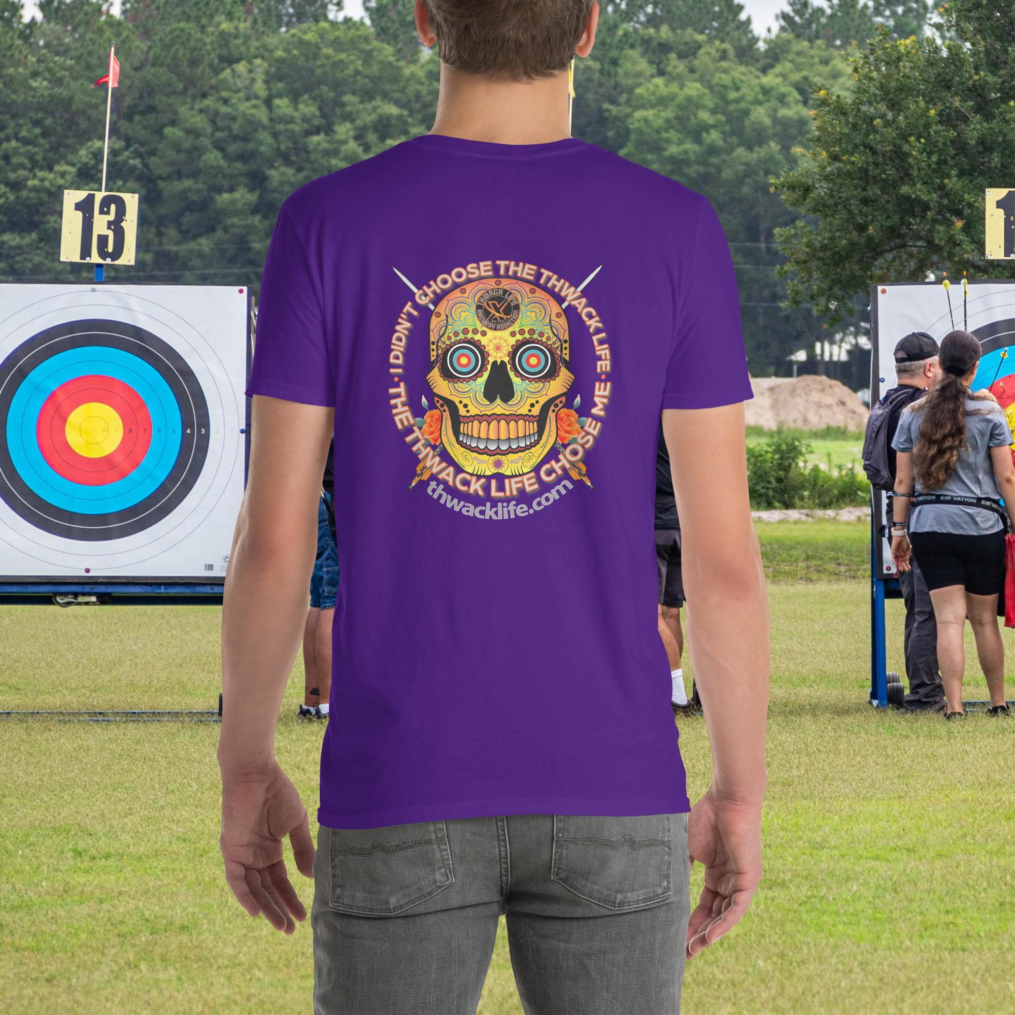 Sugar Skull two-sided t-shirt in Purple, back view