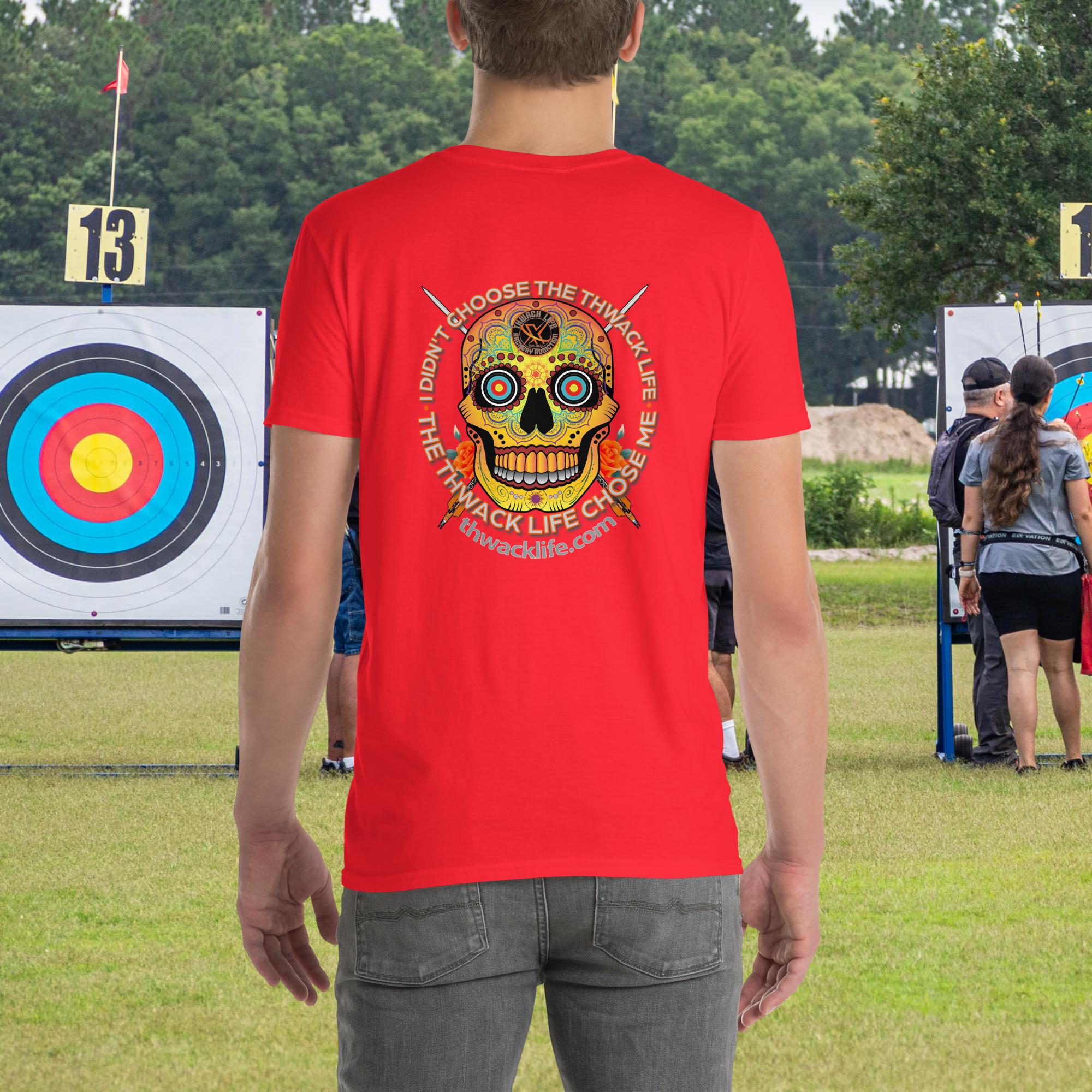Sugar Skull two-sided t-shirt in Red, back view