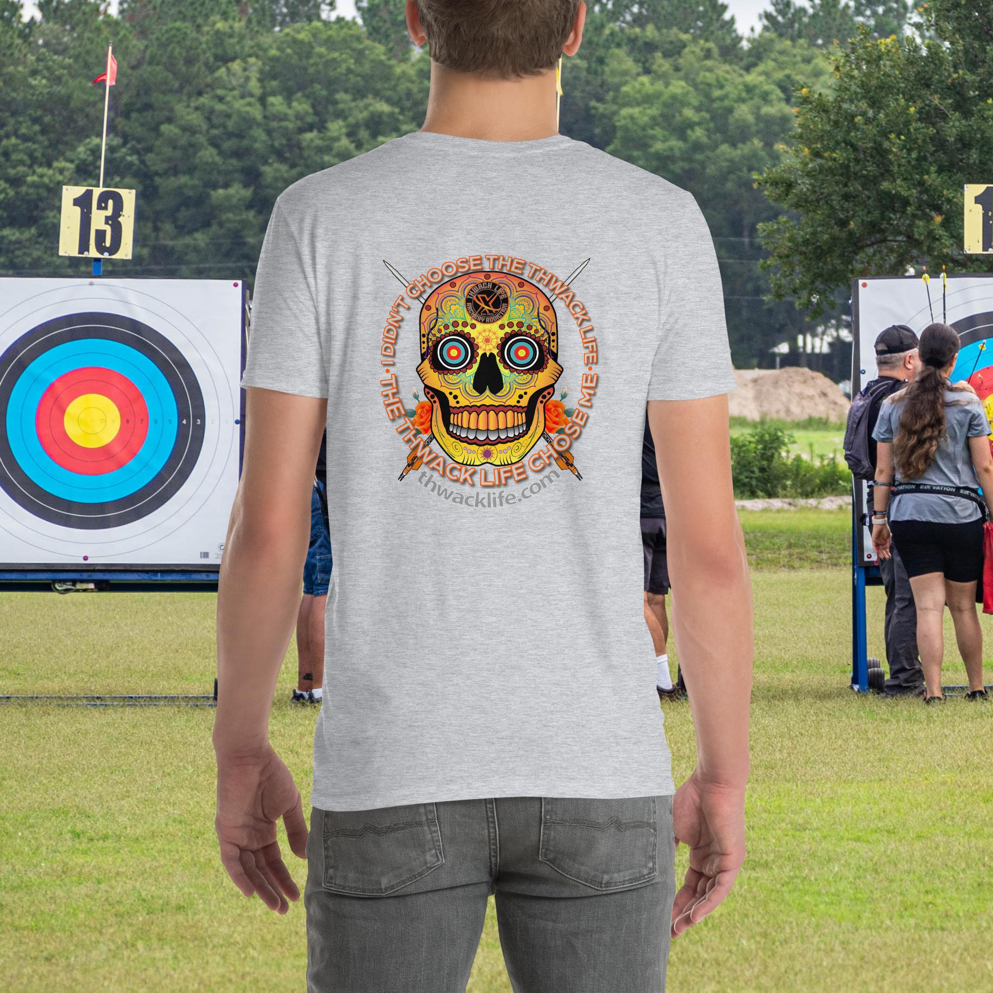Sugar Skull two-sided t-shirt in Sport Grey, back view