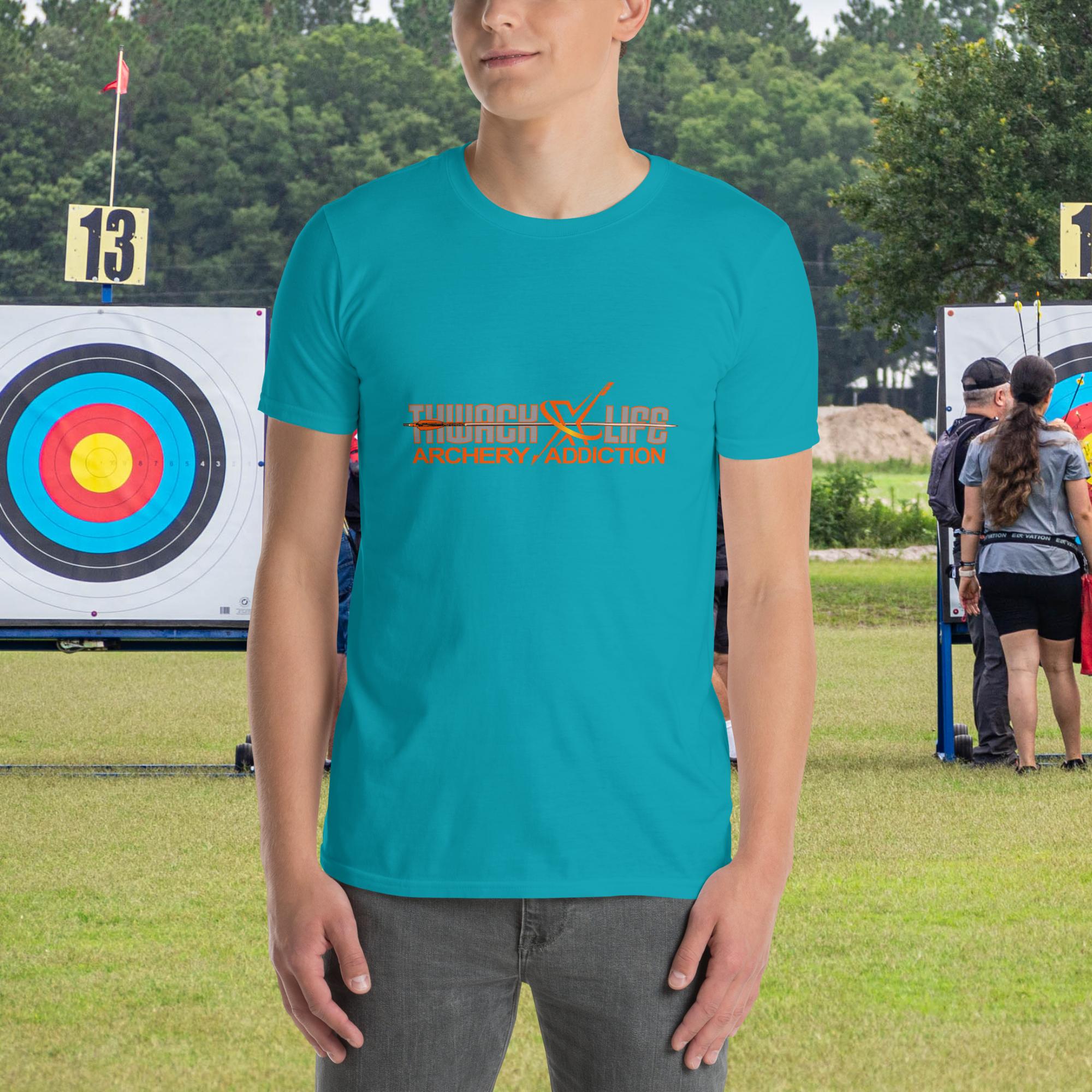 Sugar Skull two-sided t-shirt in Tropical Blue, front view